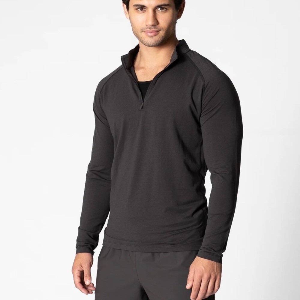 Black and Beige Quarter-Zip Pullovers (2)